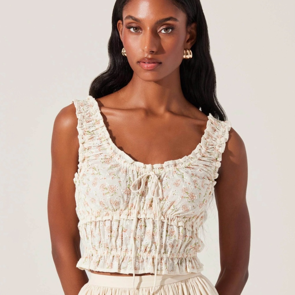 ASTR Kissel Floral Eyelet Top